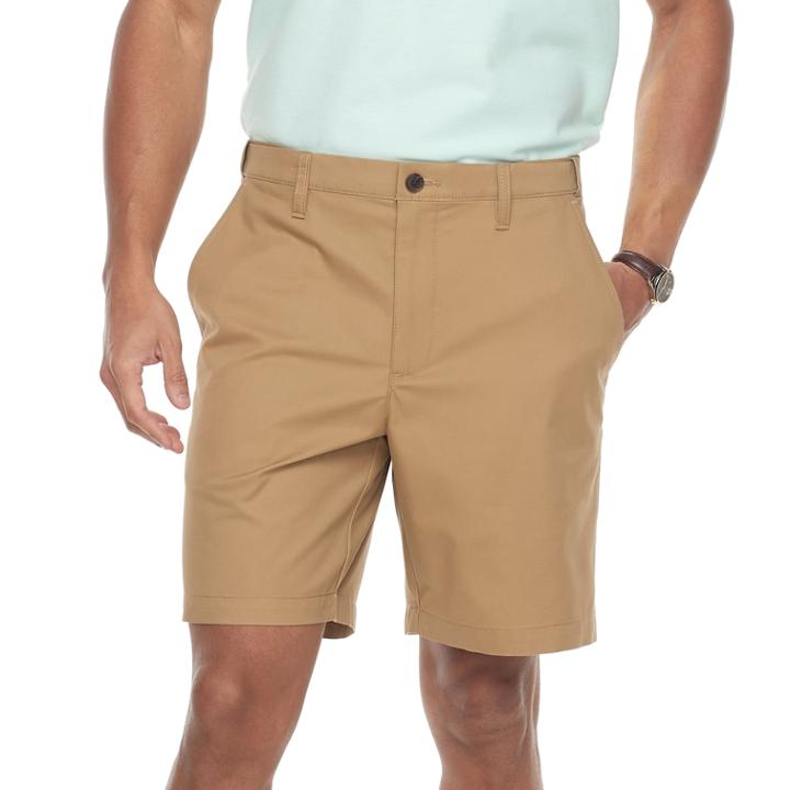 Men's Croft & Barrow&reg; Classic-fit Easy-care Stretch Flex-waist Flat-front Shorts, Size: 36, Med Brown