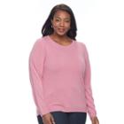 Plus Size Napa Valley Solid Crewneck Sweater, Women's, Size: 3xl, Med Pink