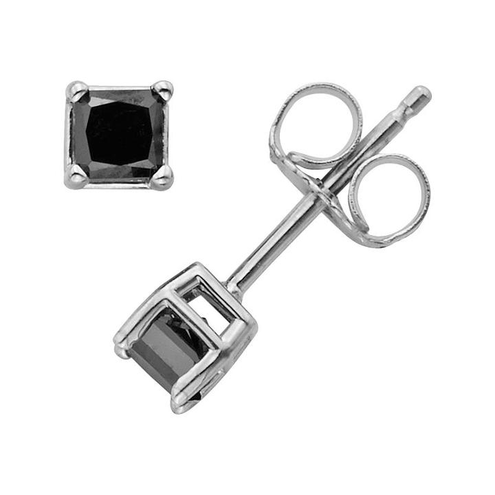 10k White Gold 1/2-ct. T.w. Black Diamond Solitaire Earrings, Women's