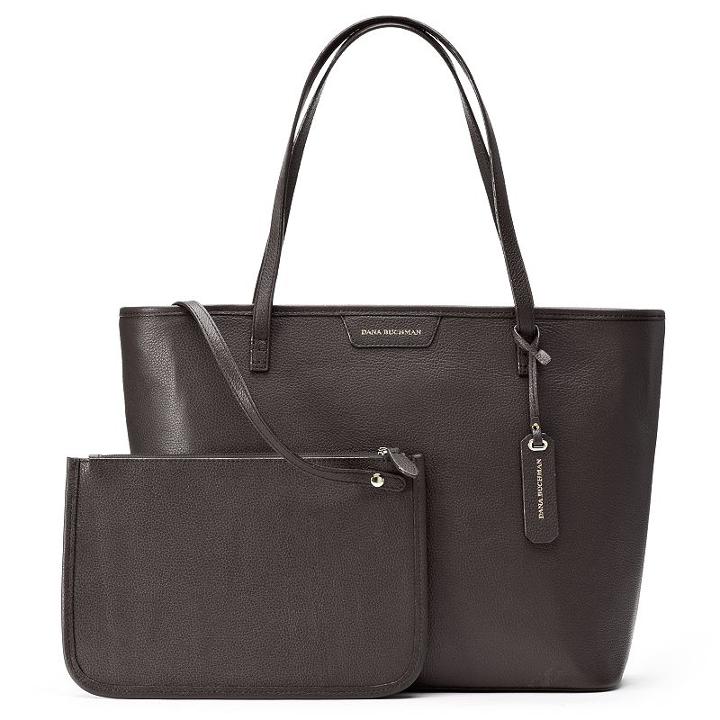 Dana Buchman Parker Leather Tote & Pouch, Women's, Brown
