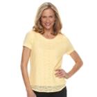Women's Croft & Barrow&reg; Lace-front Tee, Size: Xl, Med Yellow