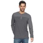Men's Mountain And Isles Striped Colorblock Heathered Melange Stretch Henley, Size: Xl, Dark Grey