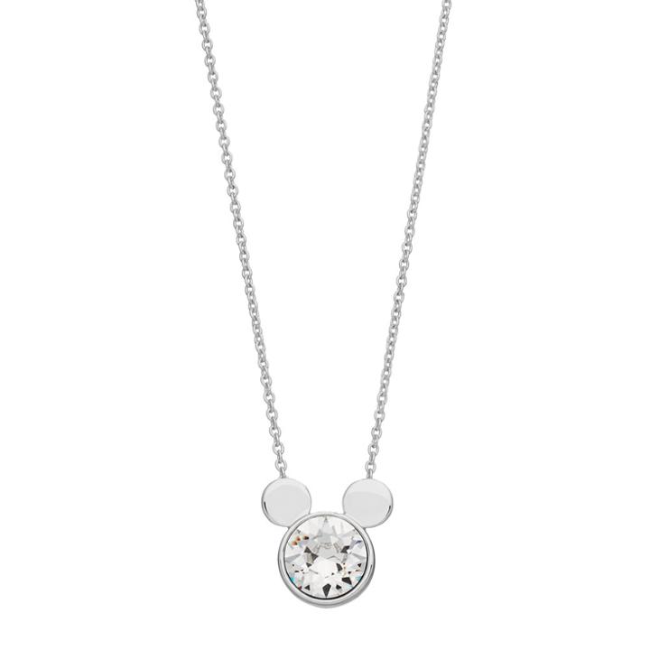 Disney's Mickey Mouse Silver Plated Crystal Laughter Is Timeless Pendant, Women's, White