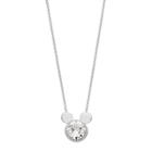 Disney's Mickey Mouse Silver Plated Crystal Laughter Is Timeless Pendant, Women's, White
