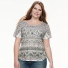 Plus Size World Unity Printed Top, Women's, Size: 3xl, Green