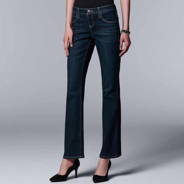 Women's Simply Vera Vera Wang High-rise Bootcut Jeans, Size: 4, Dark Blue