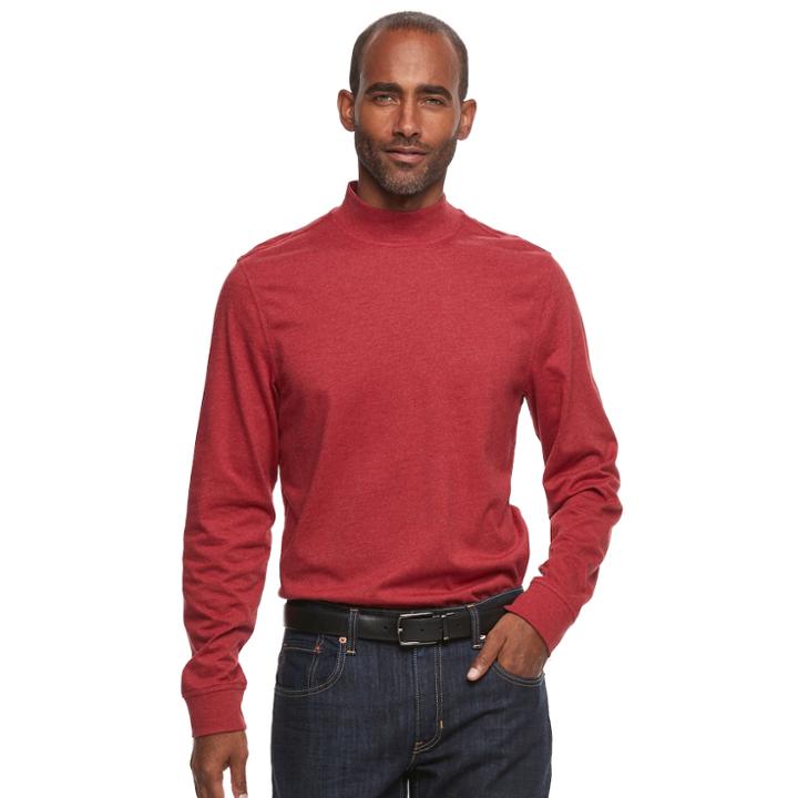 Men's Croft & Barrow&reg; Classic-fit Stretch Mockneck Pullover, Size: Small, Dark Red