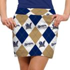 Women's Loudmouth Milwaukee Brewers Golf Argyle Skort, Size: 14, White