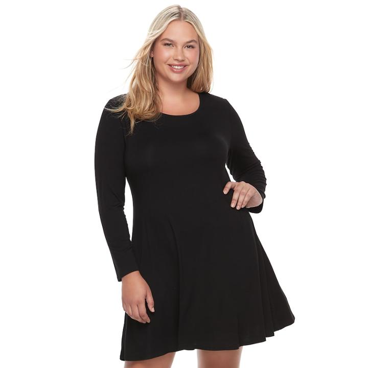 Juniors' Plus Size So&reg; Lace-up Back Skater Dress, Teens, Size: 1xl, Black