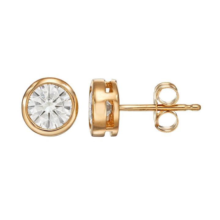Forever Brilliant 1 Carat T.w. Lab-created Moissanite 14k Gold Solitaire Earrings, Women's, White