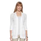 Women's Croft & Barrow&reg; Open Front Cardigan, Size: Large, White