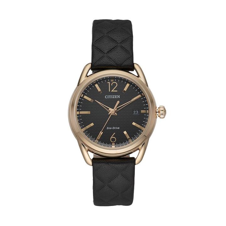 Citizen, Drive From Eco-drive Women's Ltr Leather Watch - Fe6083-13e, Size: Medium, Black