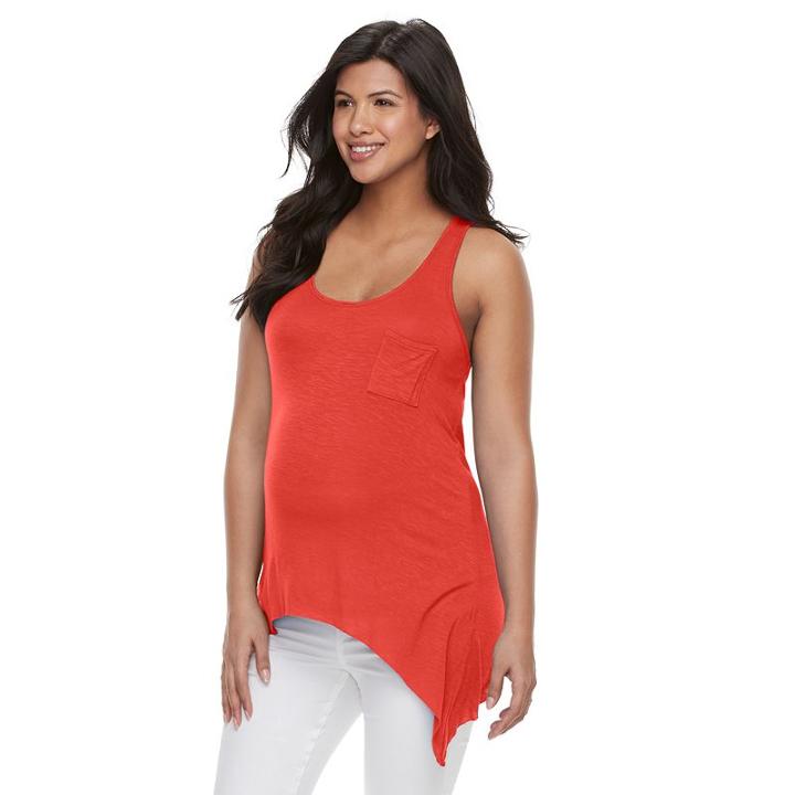 Maternity A:glow Shark-bite Tank, Women's, Size: M-mat, Orange