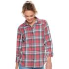 Juniors' So&reg; Plaid Button Down Shirt, Teens, Size: Large, Med Red