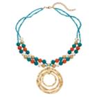 Bead & Hammered Circle Multi Strand Necklace, Women's, Multicolor