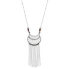 Mudd&reg; Long Openwork Crescent Fringe Necklace, Women's, Silver