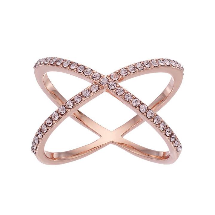 Brilliance X Ring With Swarovski Crystals, Women's, Size: 9, Pink