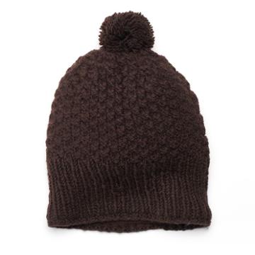 Sijjl Women's Pom-pom Wool Beanie, Brown