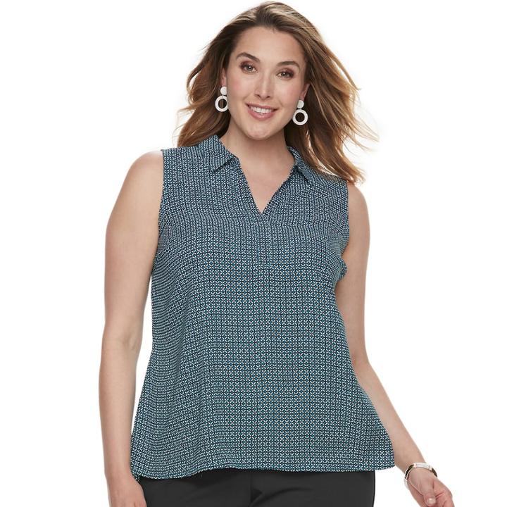 Plus Size Dana Buchman Pleat Back Sleevless Top, Women's, Size: 2xl, Dark Blue