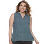 Plus Size Dana Buchman Pleat Back Sleevless Top, Women's, Size: 2xl, Dark Blue