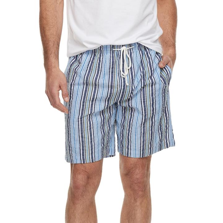 Men's Residence Summer Shells Striped Seersucker Lounge Shorts, Size: Medium, Blue