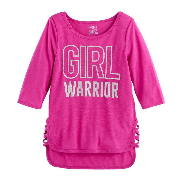 Girls 7-16 So&reg; Lace-up Side Graphic Tunic, Size: 14, Pink