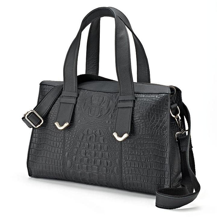 Amerileather Gator-gal Leather Convertible Shoulder Bag, Women's, Black