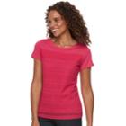 Women's Croft & Barrow&reg; Mixed-media Lace Tee, Size: Xl, Med Pink