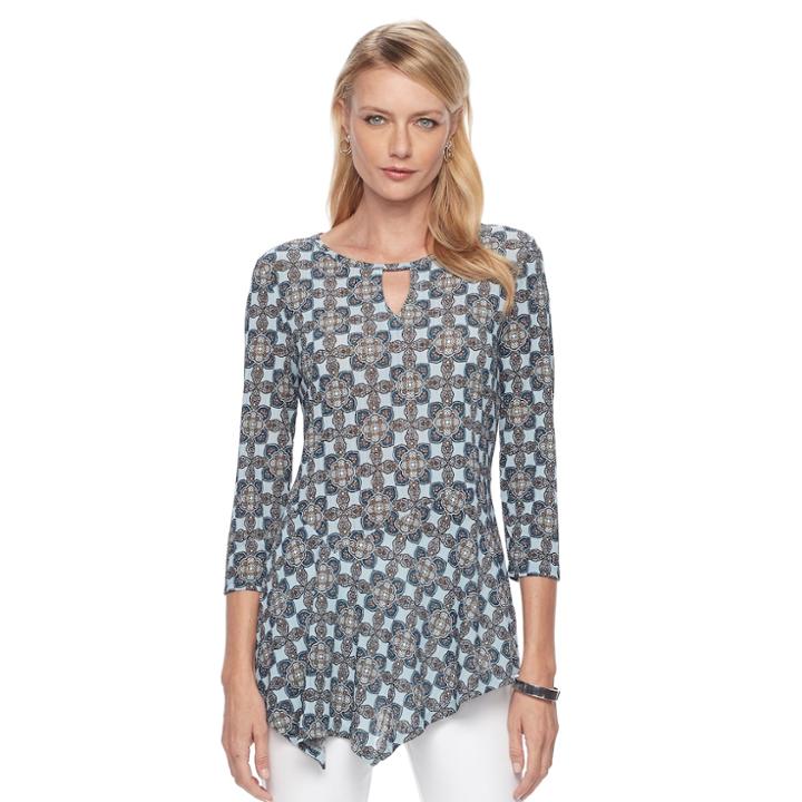 Women's Dana Buchman Keyhole Asymmetrical Top, Size: Large, Light Blue