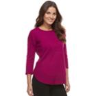 Petite Dana Buchman Curved Hem Sweater, Women's, Size: M Petite, Melissa Magenta
