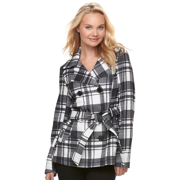 Juniors' J-2 Print Double Breasted Coat, Teens, Size: Xl, Oxford