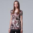 Women's Simply Vera Vera Wang Print Handkerchief-hem Tee, Size: Small, Med Grey