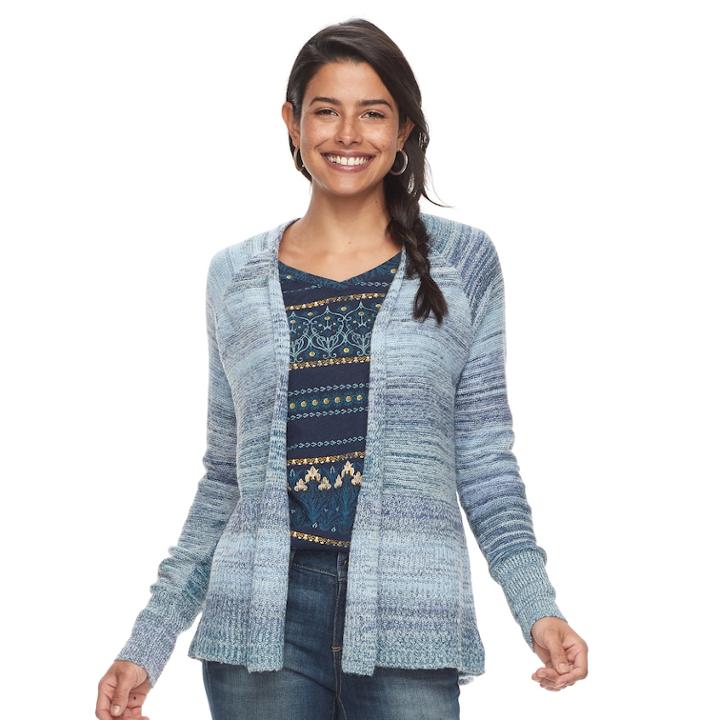 Petite Sonoma Goods For Life&trade; Ribbed Cardigan, Women's, Size: M Petite, Blue (navy)