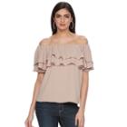 Women's Jennifer Lopez Studded Off-the-shoulder Top, Size: Medium, Med Brown