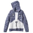 Design 365 Puppy Marled Sweater Hoodie - Girls 4-6x, Size: 6, Blue (navy)
