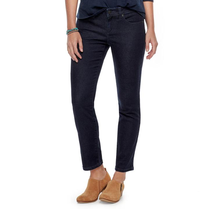 Petite Sonoma Goods For Life&trade; Slim Fit Straight-leg Jeans, Women's, Size: 4 Petite, Dark Blue