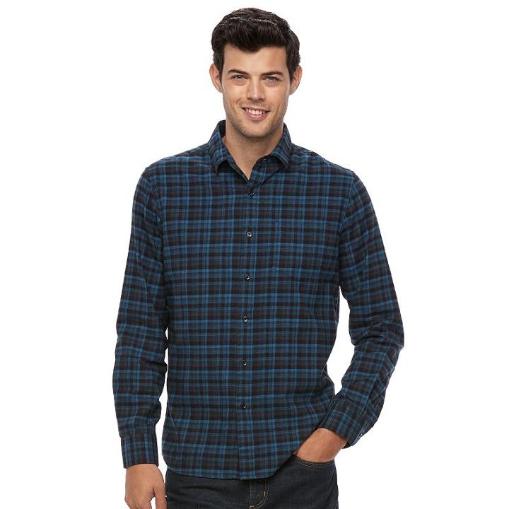 Big & Tall Apt. 9&reg; Modern-fit Plaid Brushed Flannel Button-down Shirt, Men's, Size: 4xb, Turquoise/blue (turq/aqua)