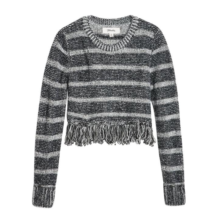 Girls 7-16 Maddie Fringe Sweater, Size: Xl, Grey
