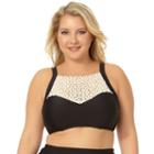 Juniors' Plus Size In Mocean Crochet High-neck Bikini Top, Size: 1xl, Black