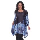 Plus Size White Mark Scroll Shark-bite Tunic, Women's, Size: 3xl, Rella Black