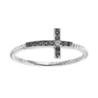 Sterling Silver Black & White Diamond Accent Sideways Cross Ring, Women's, Size: 7