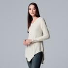 Women's Simply Vera Vera Wang Lace-up Asymmetrical V-neck Sweater, Size: Large, Natural