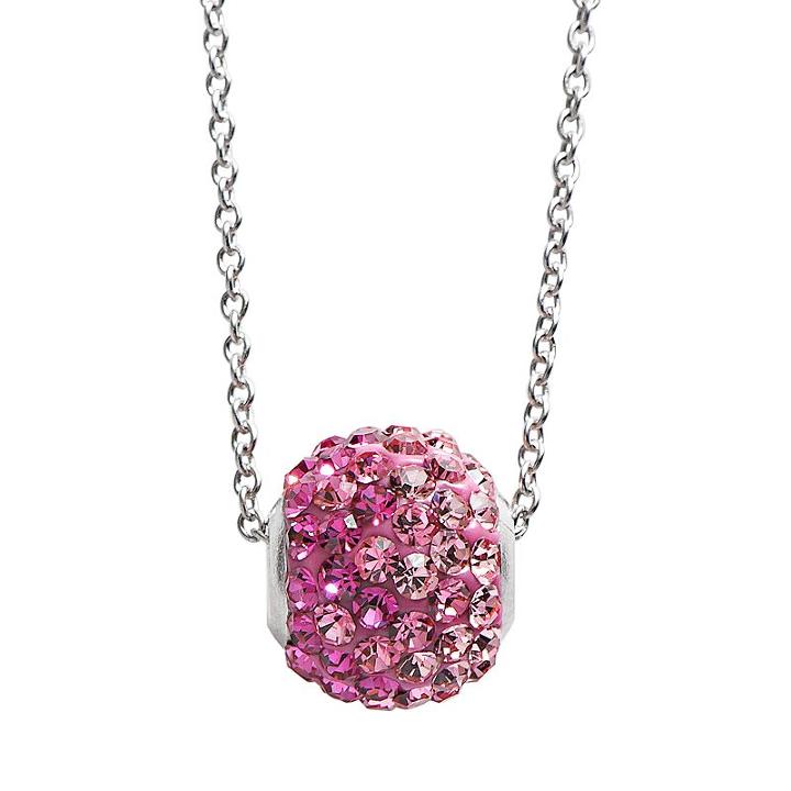 Silver Plated Crystal Ombre Spinner Ball Pendant, Women's, Pink