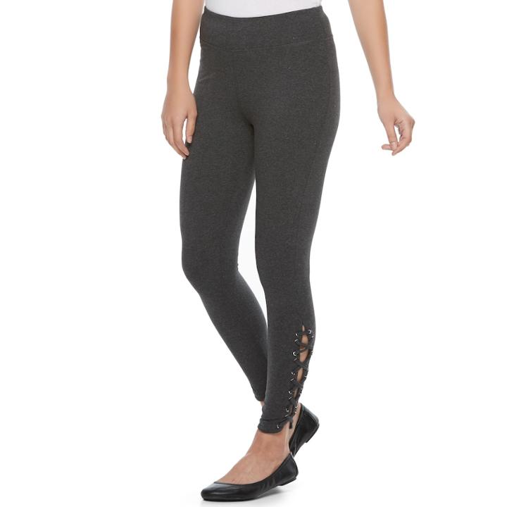 Women's French Laundry Lace-up Leggings, Size: Small, Dark Grey