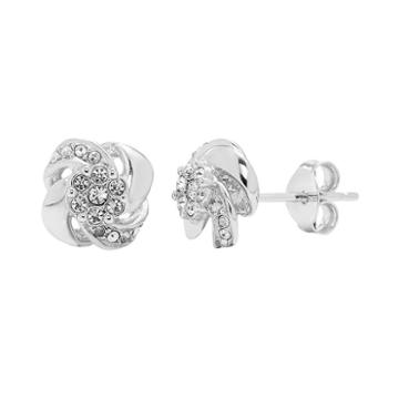 Diamond Splendor Sterling Silver Crystal Swirl Stud Earrings, Women's, White