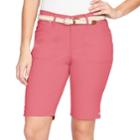 Women's Gloria Vanderbilt Jamie Belted Bermuda Jean Shorts, Size: 16, Light Red