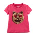Girls 4-12 Oshkosh B'gosh&reg; Reversible Sequin Heart Eyes Cat Graphic Tee, Size: 6-6x, Pink
