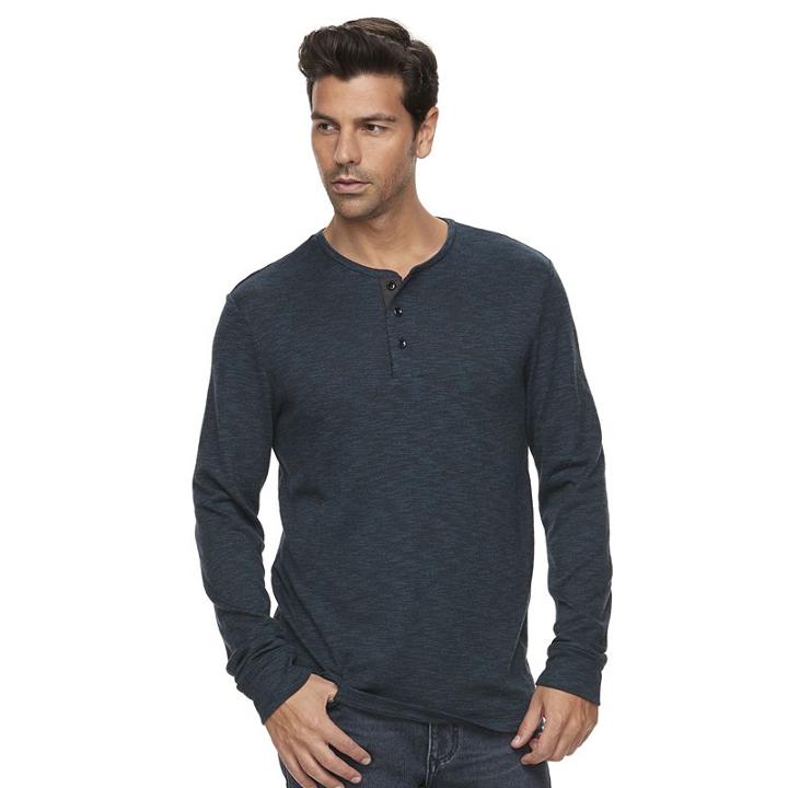 Men's Marc Anthony Slim-fit Slubbed Henley, Size: Xxl, Dark Blue