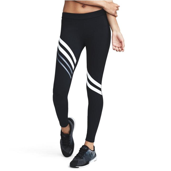 Women's Under Armour Favorite Engineered Striped Leggings, Size: Large, Black