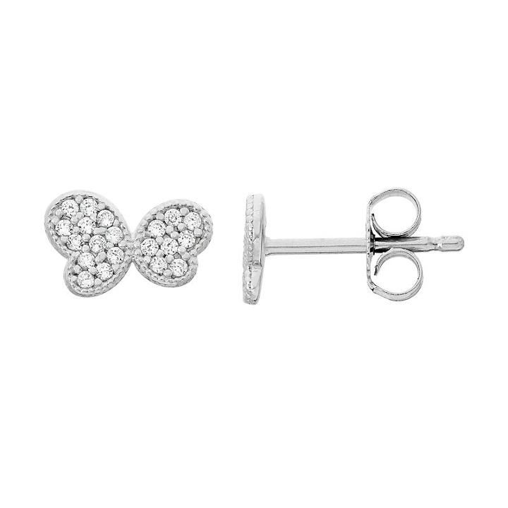 Junior Jewels Kids' Sterling Silver Cubic Zirconia Butterfly Stud Earrings, Women's, White